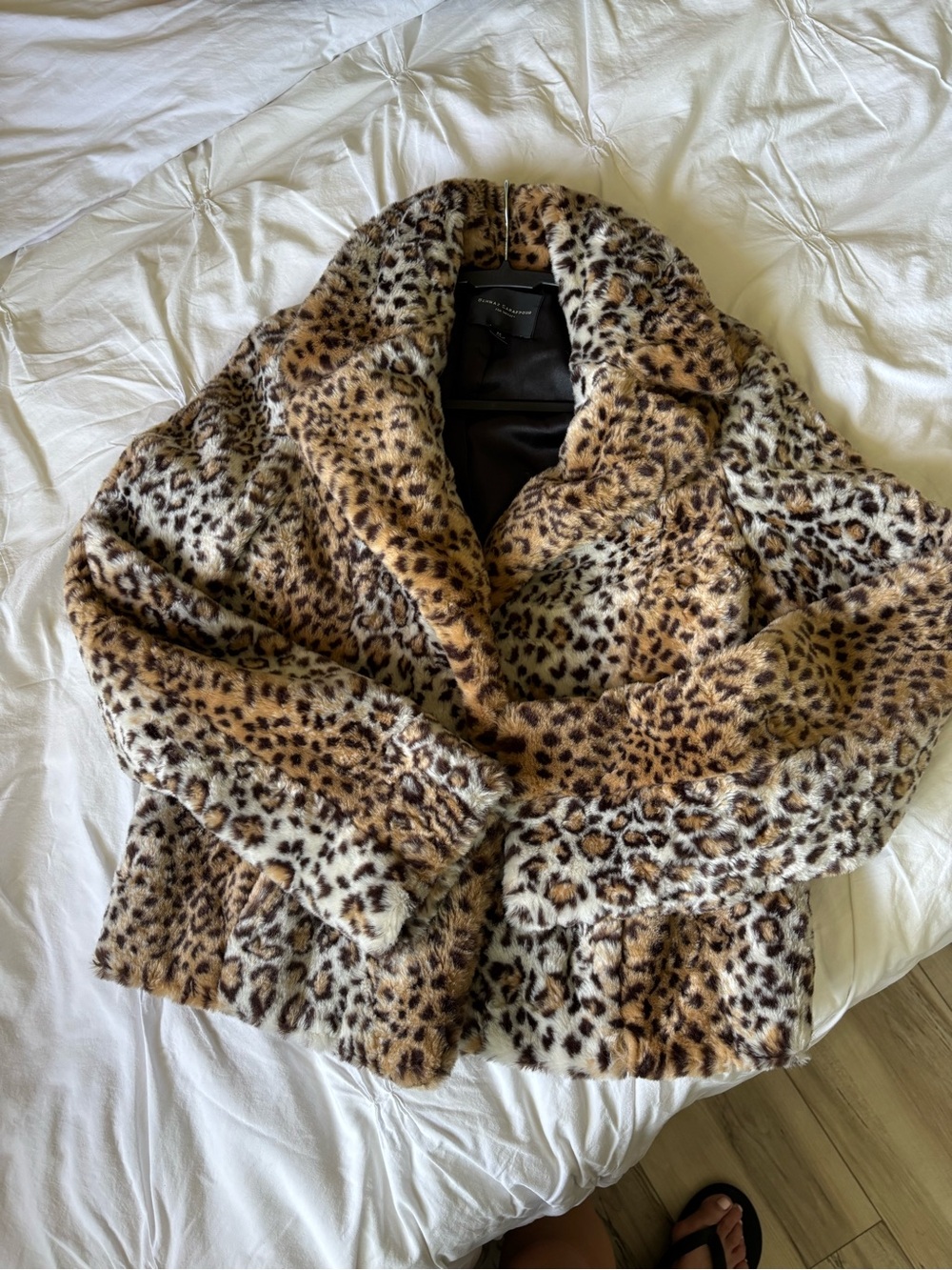 Behnaz Sarafpour Leopard-Print Faux Fur Jacket in Brown and Cream